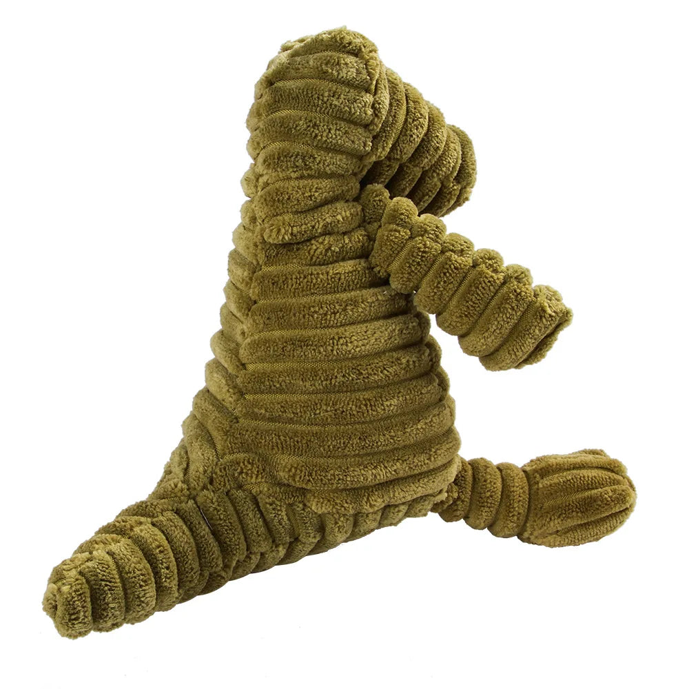 Corduroy plush squeaking dog chew toy in animal shapes