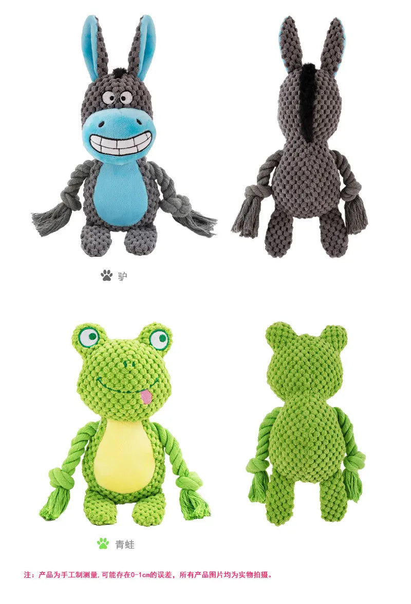 Durable plush dog chew toy with squeaker, bite resistant interactive toy