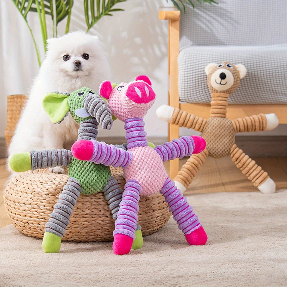 Animal shaped squeaky dog toy