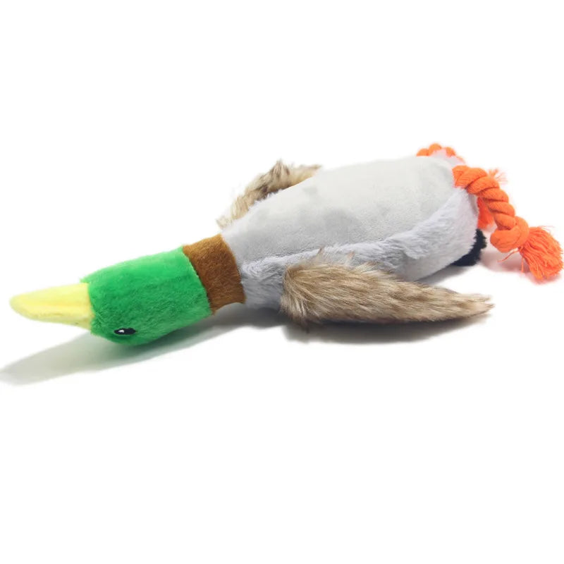 Plush duck squeaky dog toy