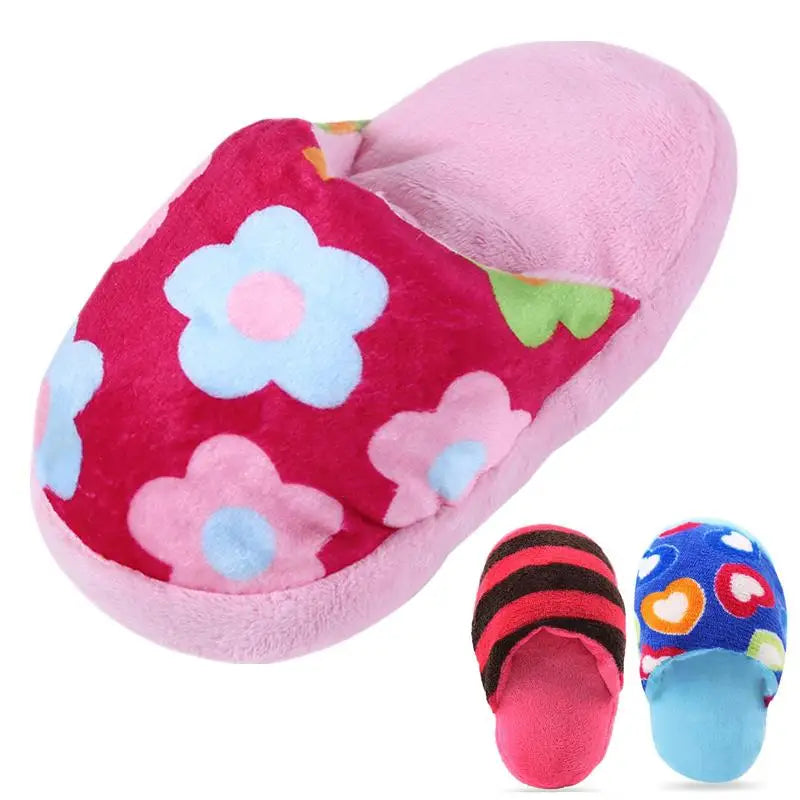 slipper shaped dog toy with squeaker