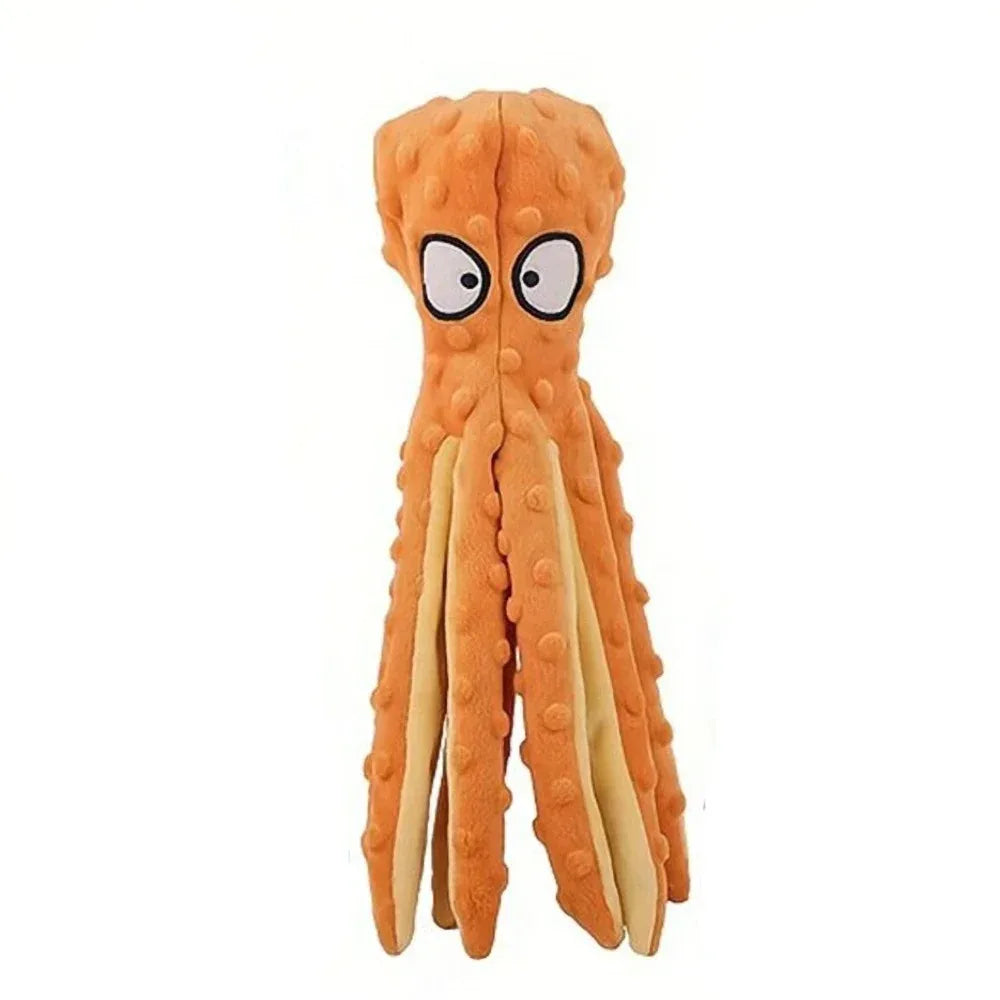 Interactive octopus plush toy, squeaky teething chew toy for all types of dogs