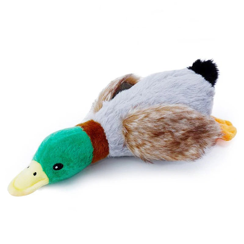 Plush duck squeaky dog toy