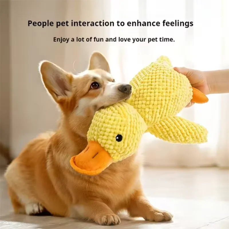 Plush squeaky duck dog toy, soft comfort and interactive play