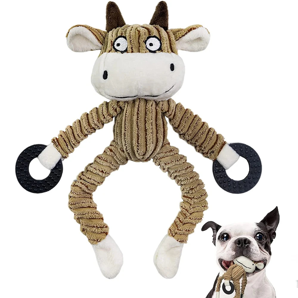 Monkey shaped dog toy with squeaker