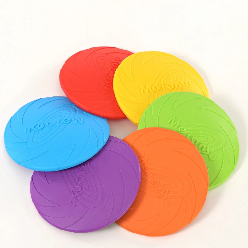 Silicon flying disc dog toy