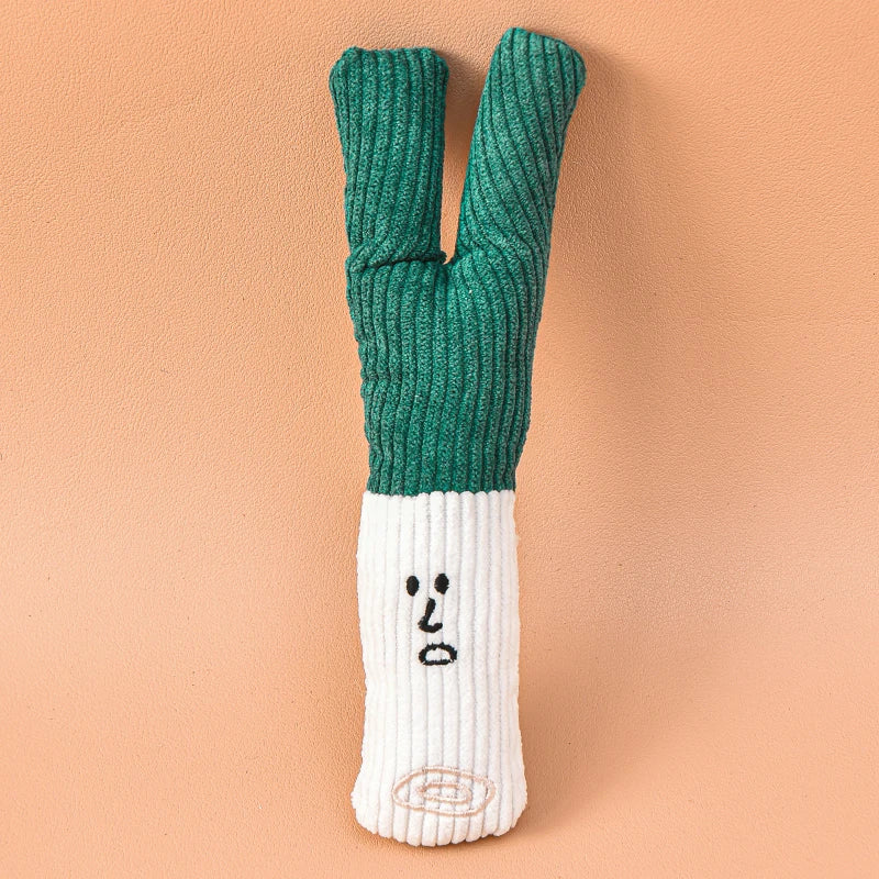 Vegetable shaped plush dog squeaky chew toy