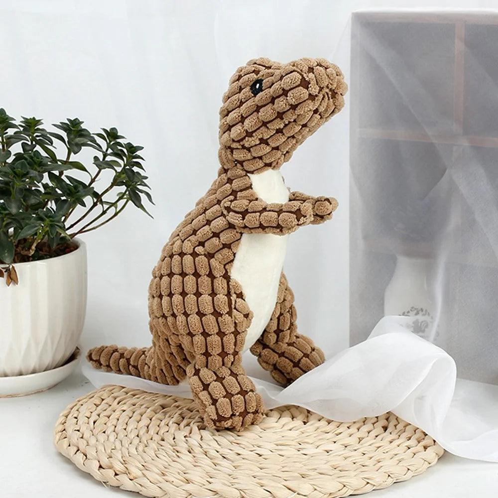 squeaky animal and dinosaur shaped dog toys