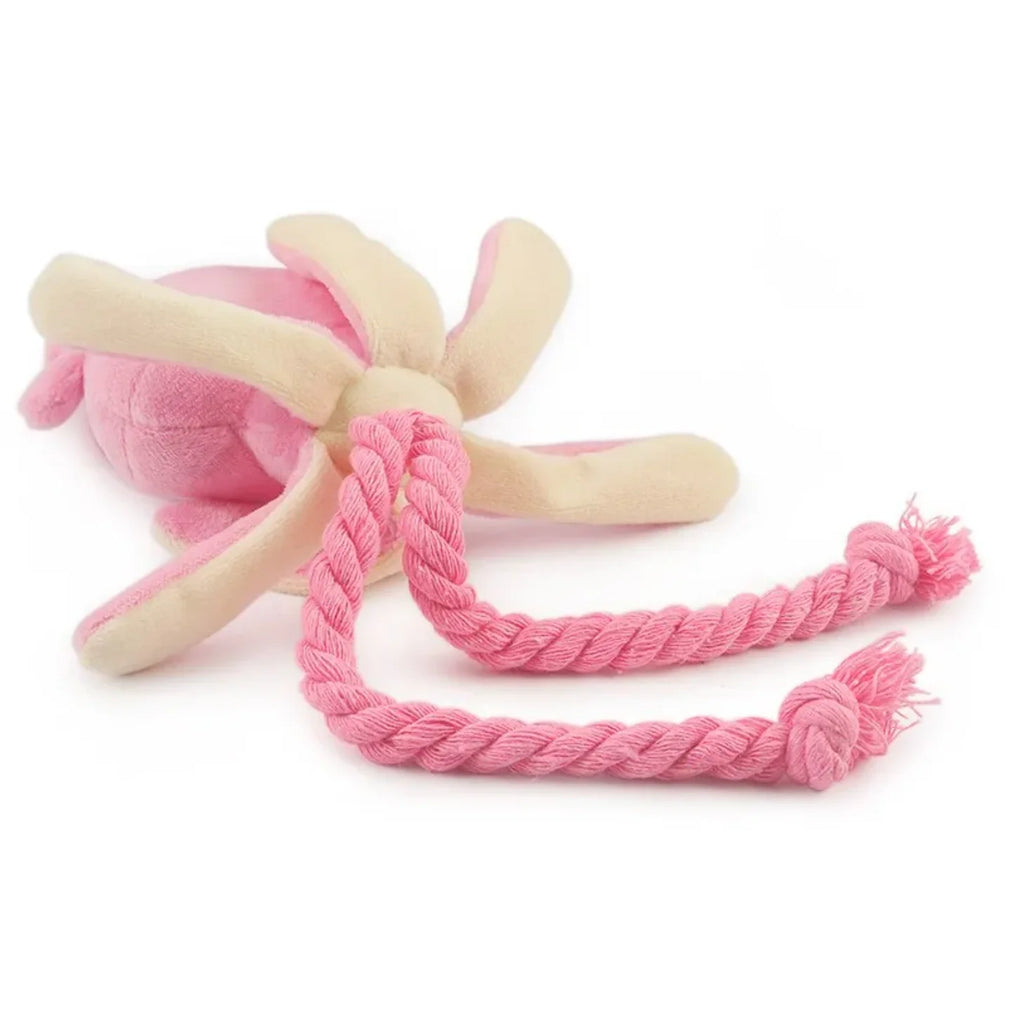 Squid shaped dog toy with squeaker