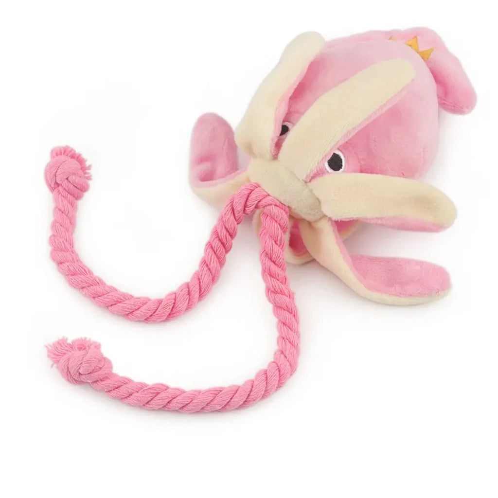 Squid shaped dog toy with squeaker