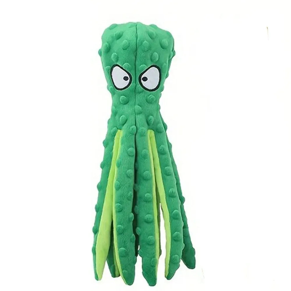 Interactive octopus plush toy, squeaky teething chew toy for all types of dogs