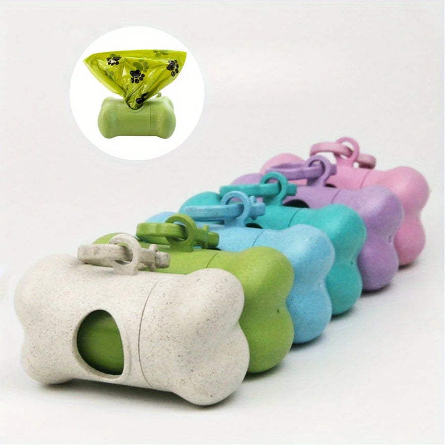 Portable dog poop bag dispenser with waste bags