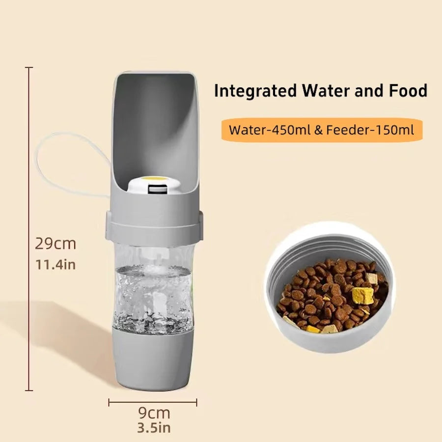 Portable dog water and feeding bottle