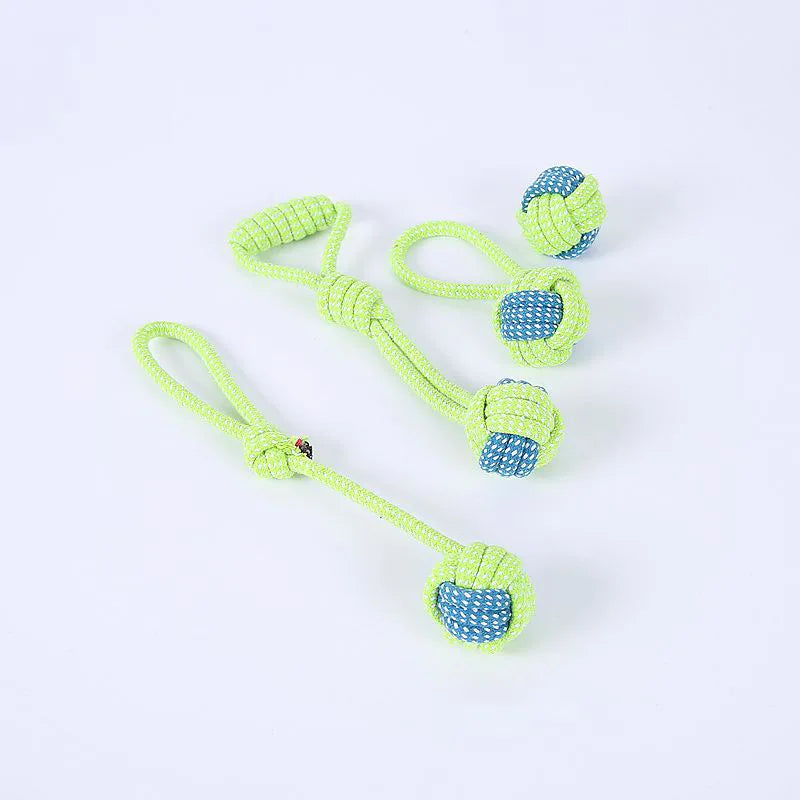 Interactive cotton rope dog toy, chew, tug and play
