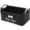 Felt dog toy storage box, pet toy organiser basket with handles