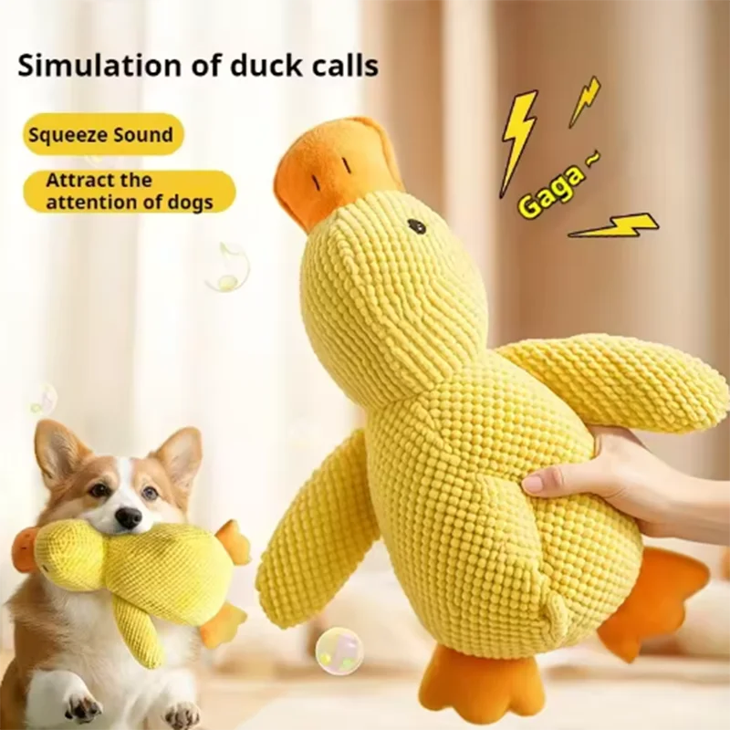 Plush squeaky duck dog toy, soft comfort and interactive play