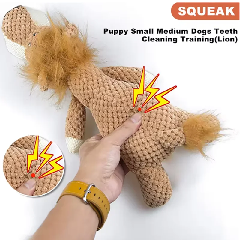 Large plush dog chew toy with squeaker