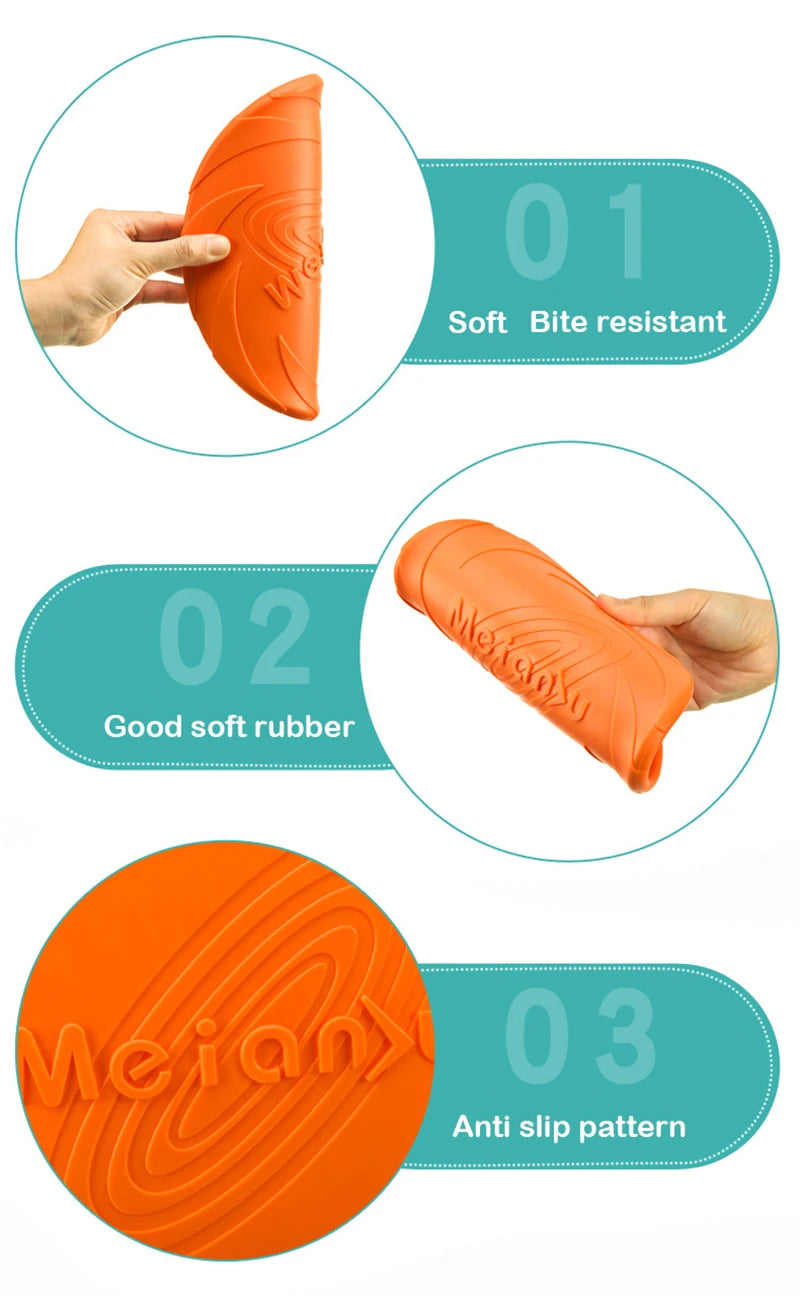 Silicon flying disc dog toy