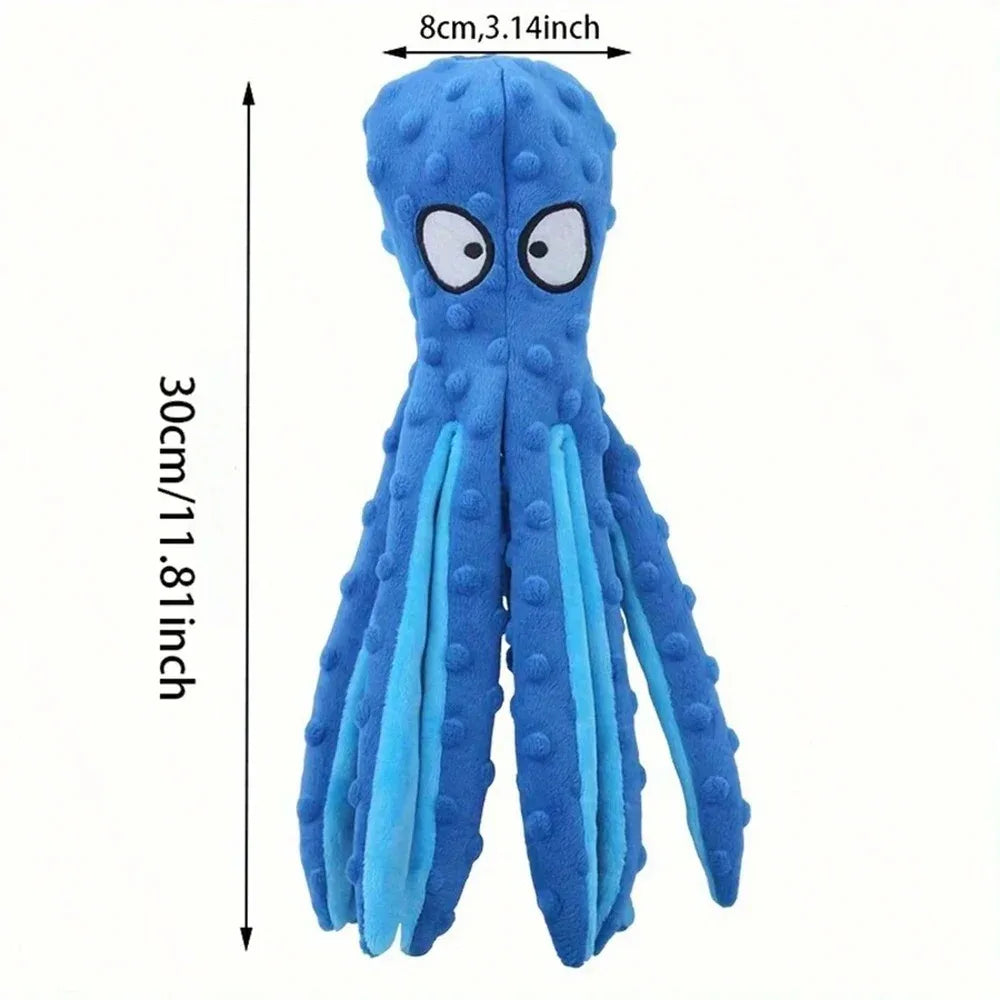 Interactive octopus plush toy, squeaky teething chew toy for all types of dogs
