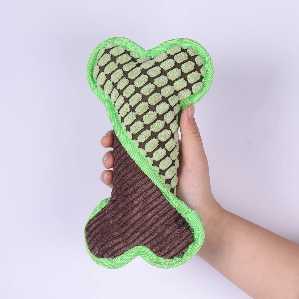 Plush squeaky bone shaped dog toy