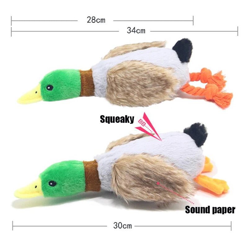 Plush duck squeaky dog toy