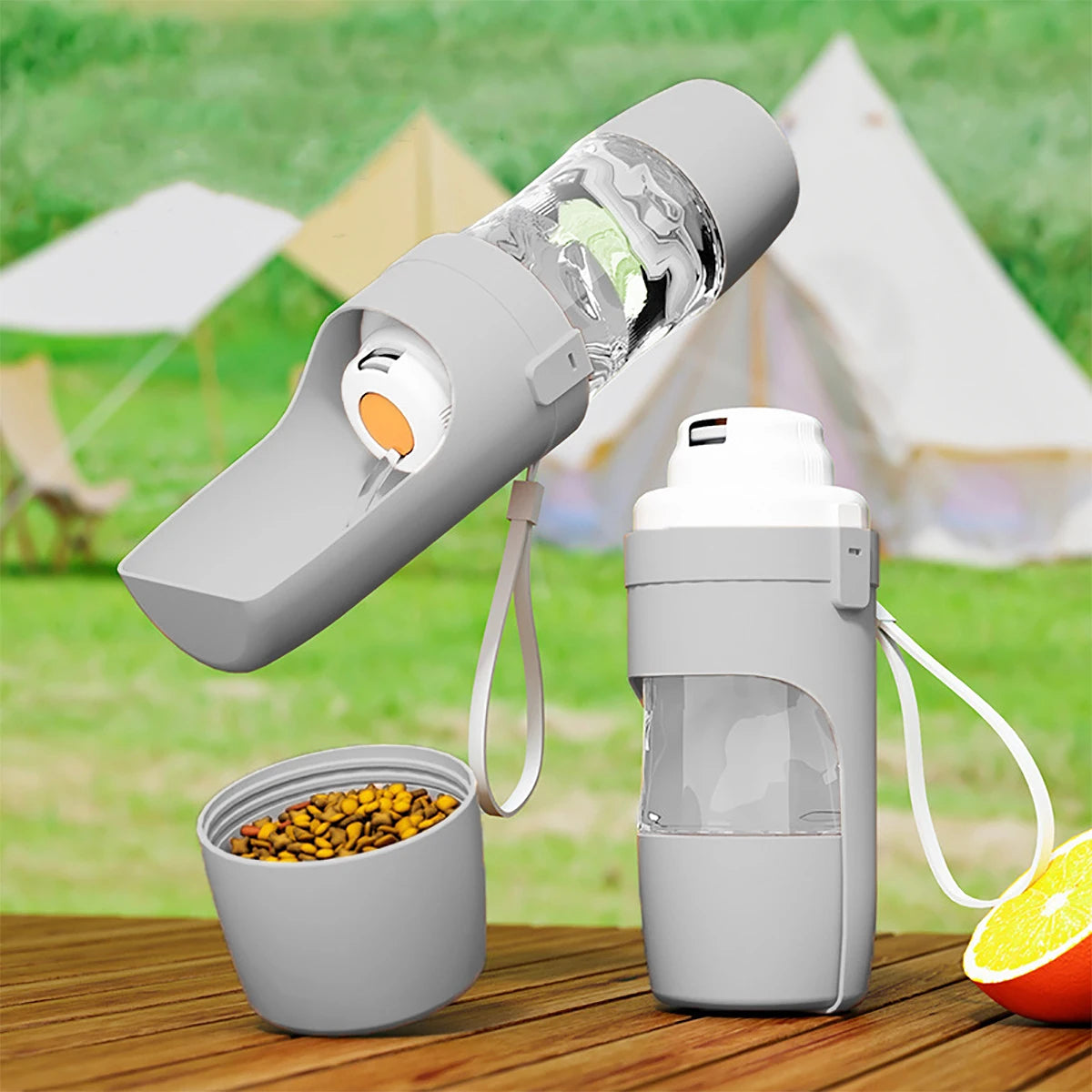 Portable dog water and feeding bottle