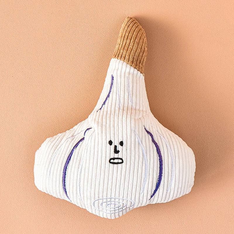 Vegetable shaped plush dog squeaky chew toy