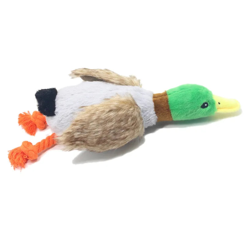 Plush duck squeaky dog toy