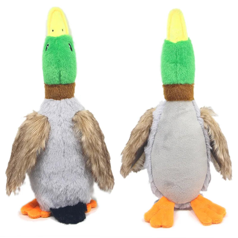 Plush duck squeaky dog toy