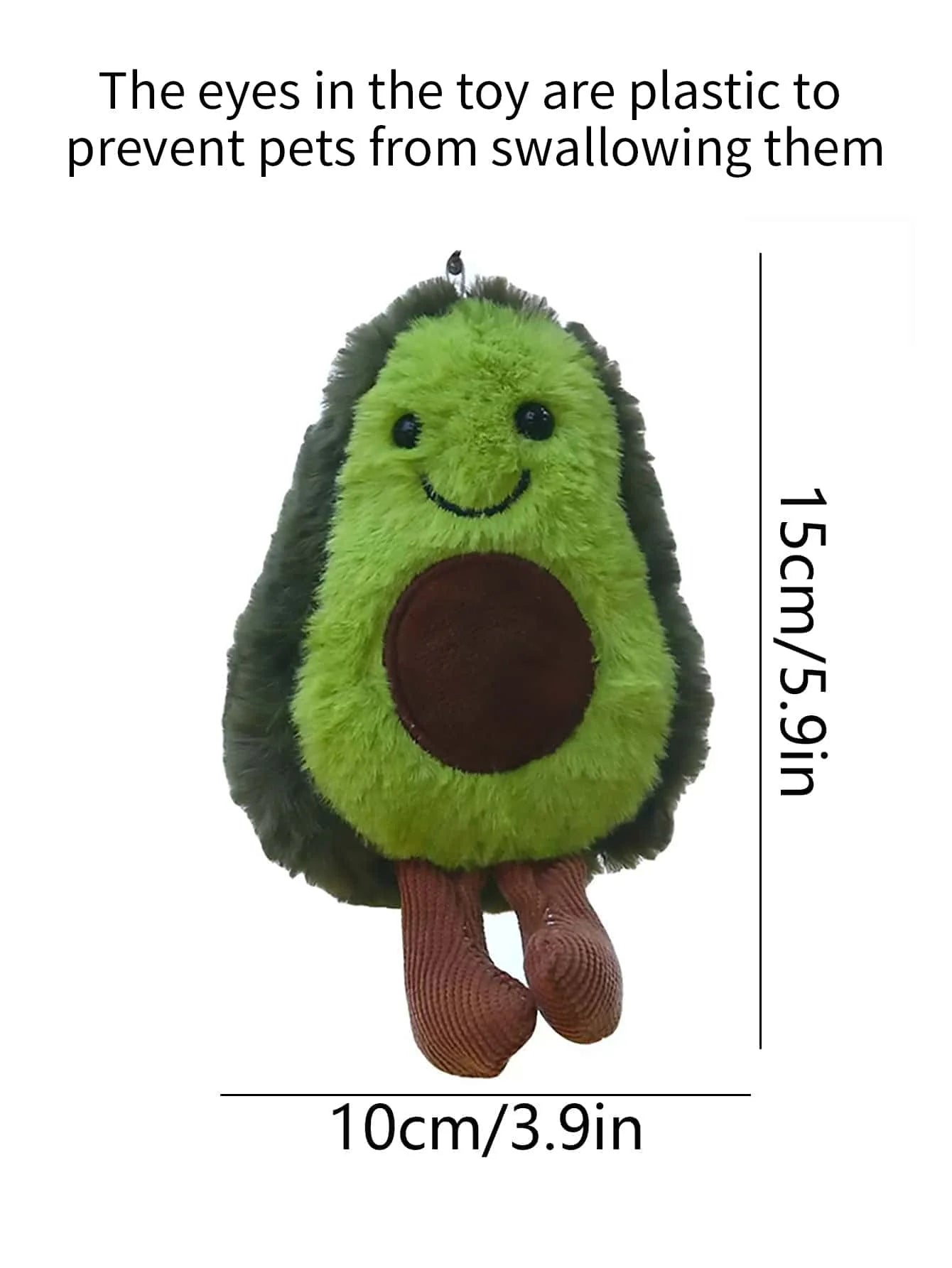 Avocado plush dog toy with squeaker, soft chew and comfort toy