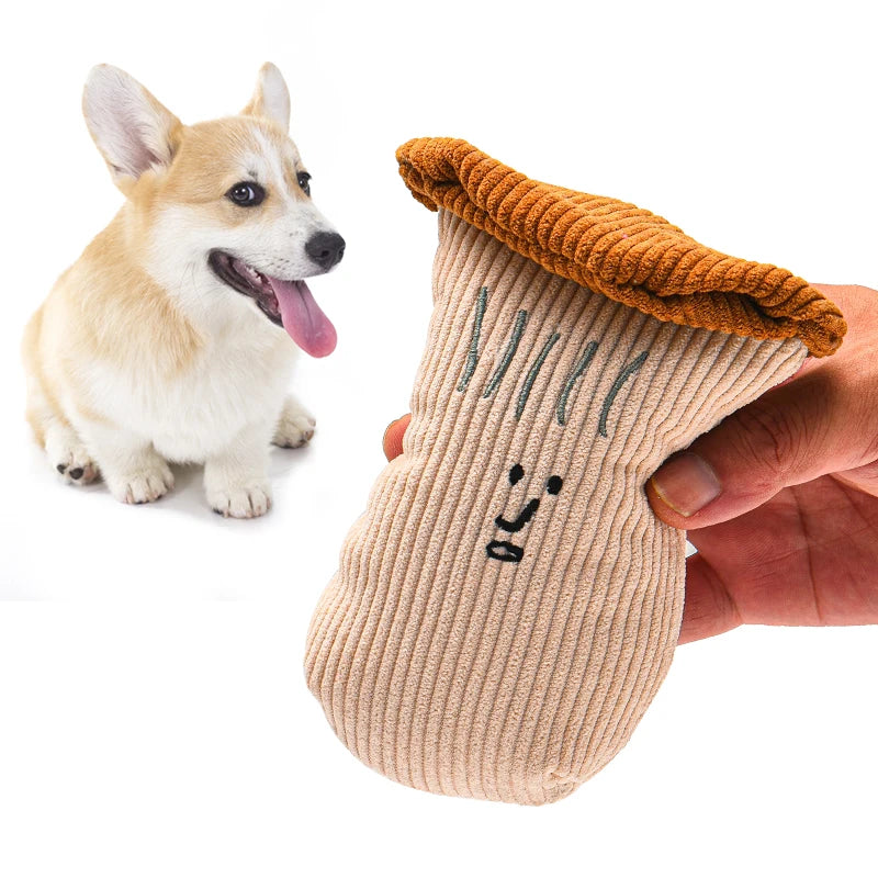 Vegetable shaped plush dog squeaky chew toy