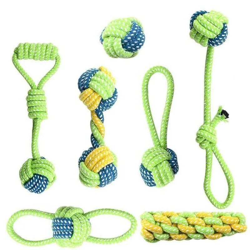Interactive cotton rope dog toy, chew, tug and play
