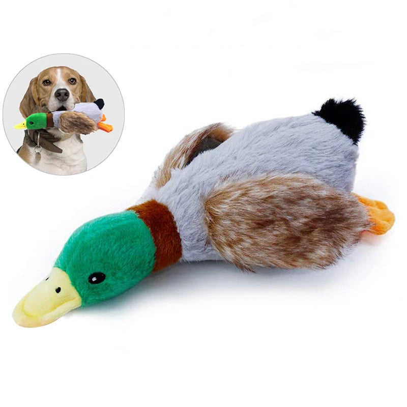 Plush duck squeaky dog toy