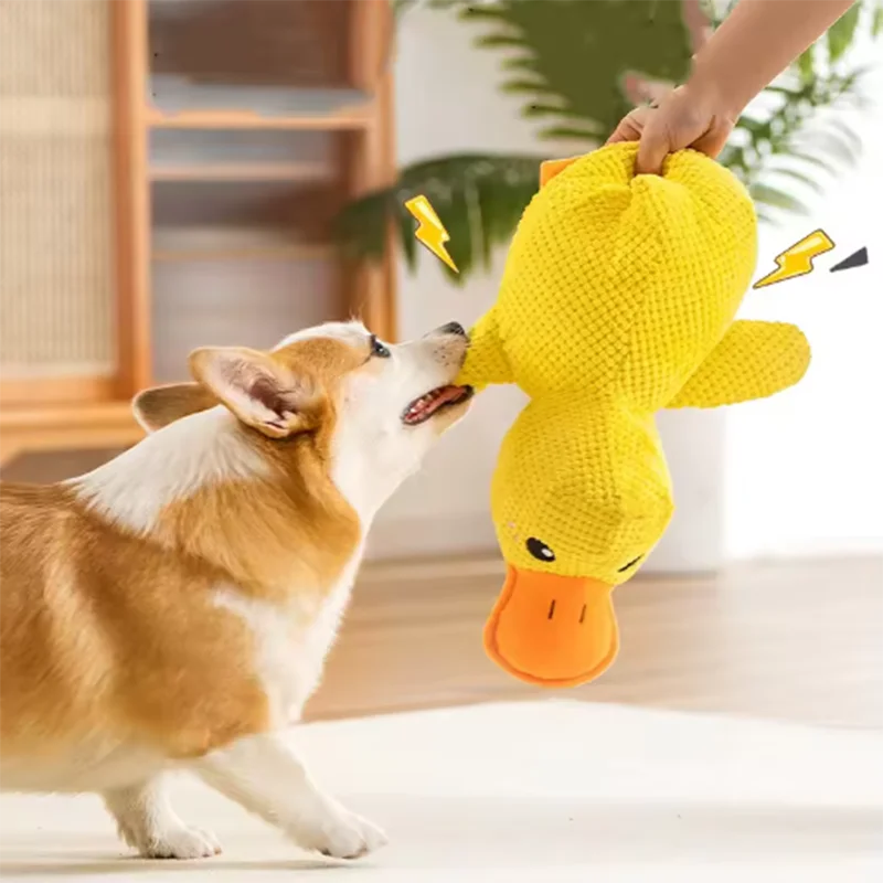 Plush squeaky duck dog toy, soft comfort and interactive play