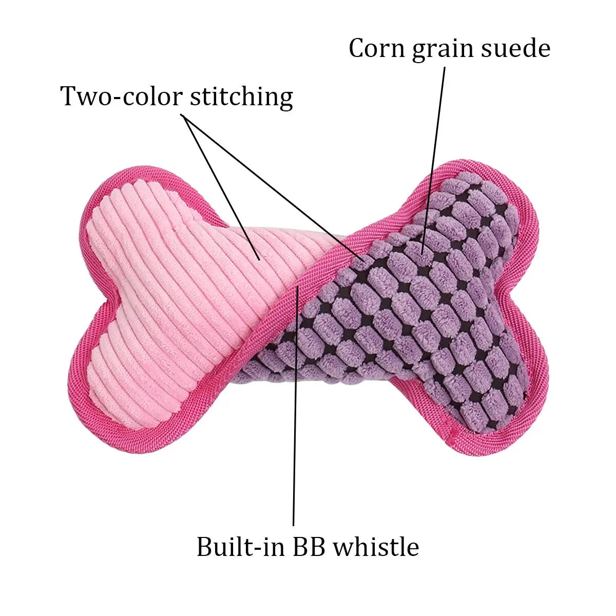 Plush squeaky bone shaped dog toy