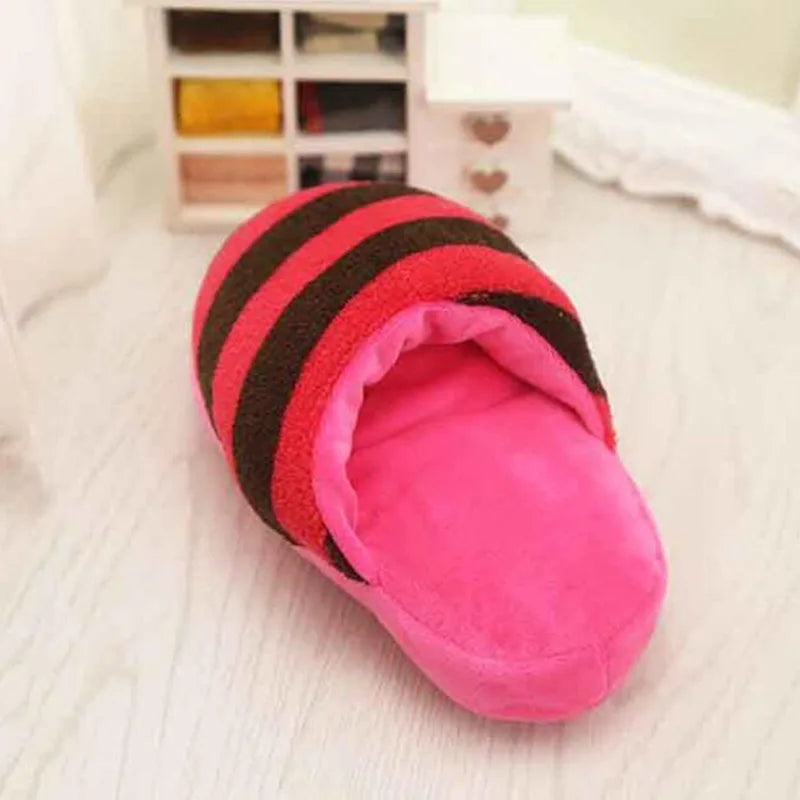 slipper shaped dog toy with squeaker
