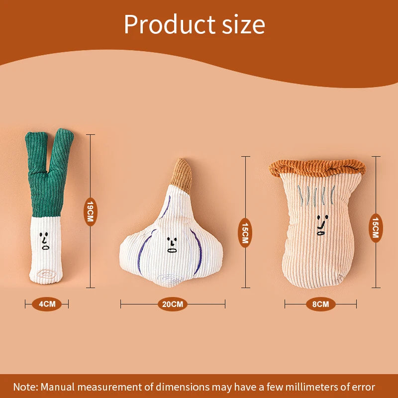 Vegetable shaped plush dog squeaky chew toy