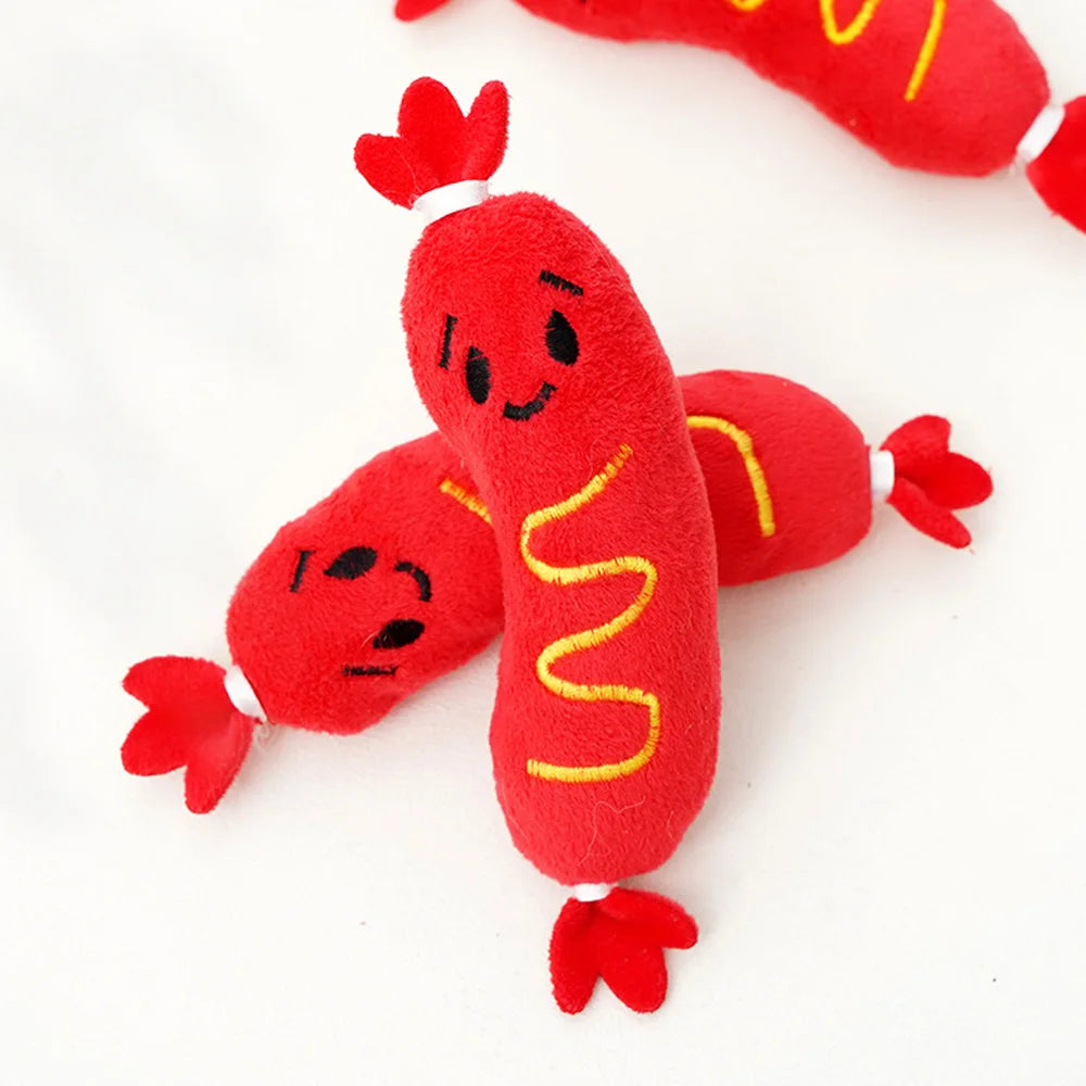 Hot dog plush squeaky dog toy