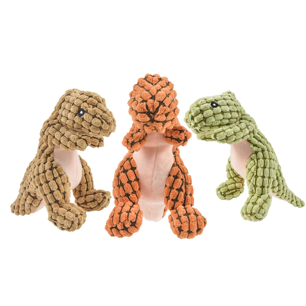 squeaky animal and dinosaur shaped dog toys