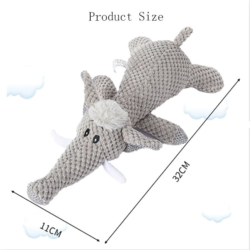 Large plush dog chew toy with squeaker