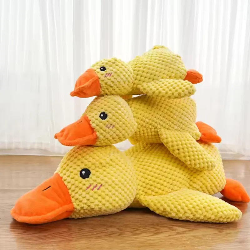 Plush squeaky duck dog toy, soft comfort and interactive play