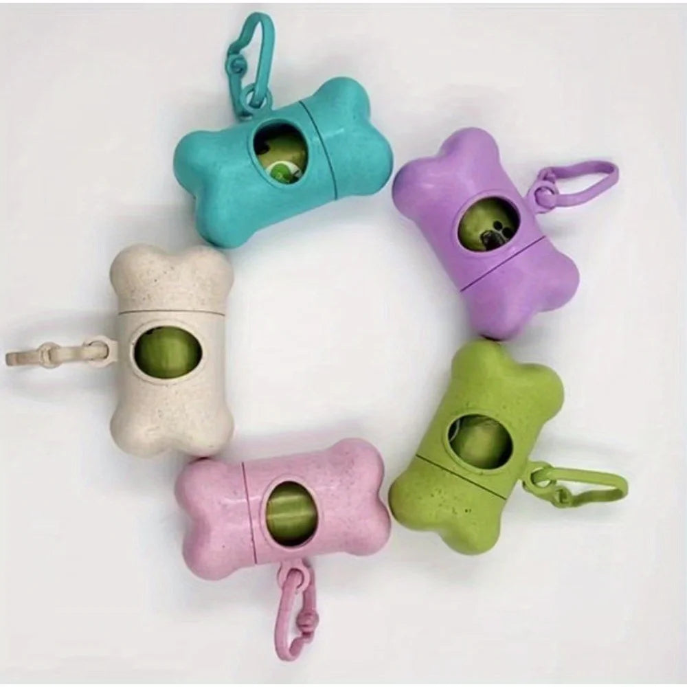 Portable dog poop bag dispenser with waste bags