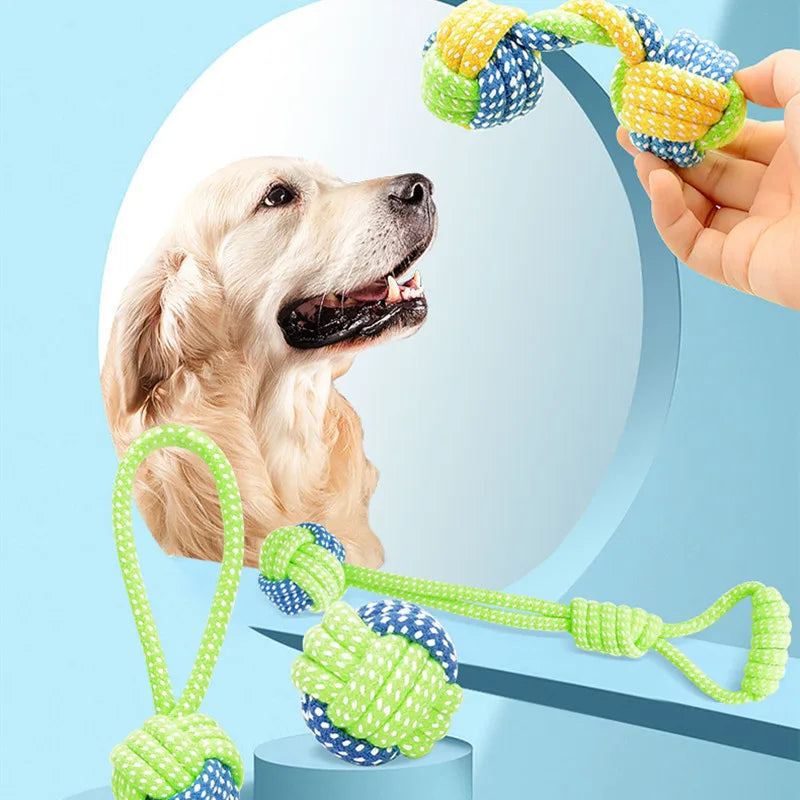Interactive cotton rope dog toy, chew, tug and play