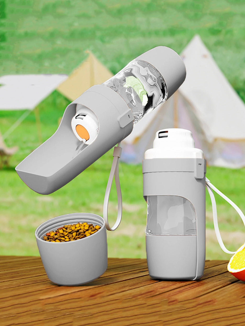 Portable dog water and feeding bottle
