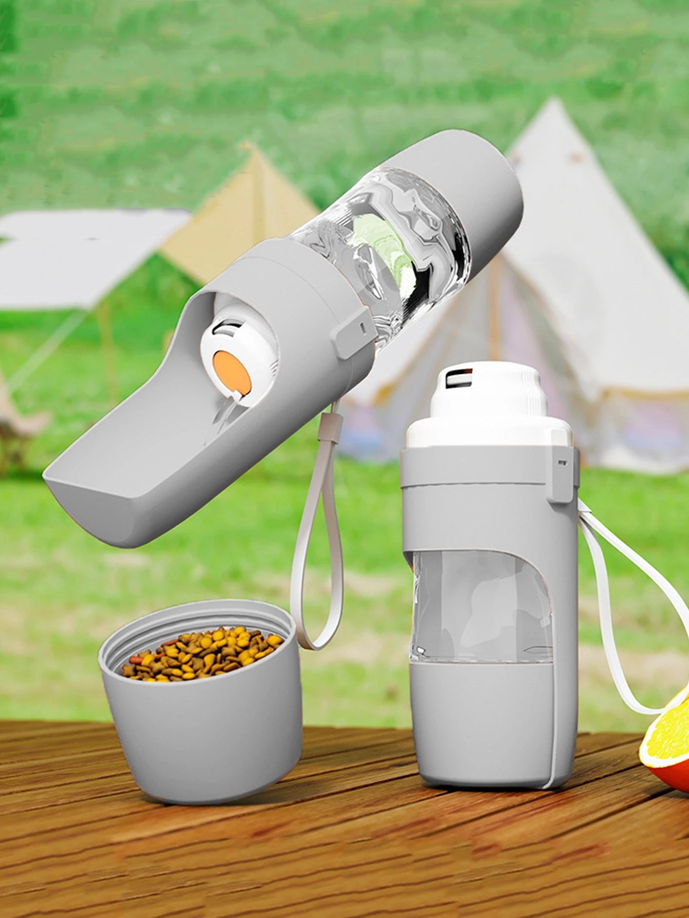 Portable dog water and feeding bottle