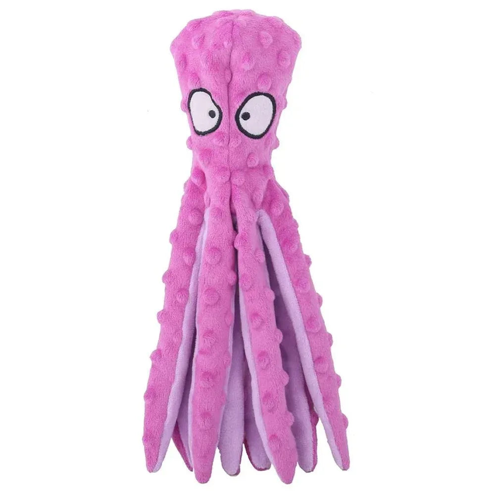 Interactive octopus plush toy, squeaky teething chew toy for all types of dogs