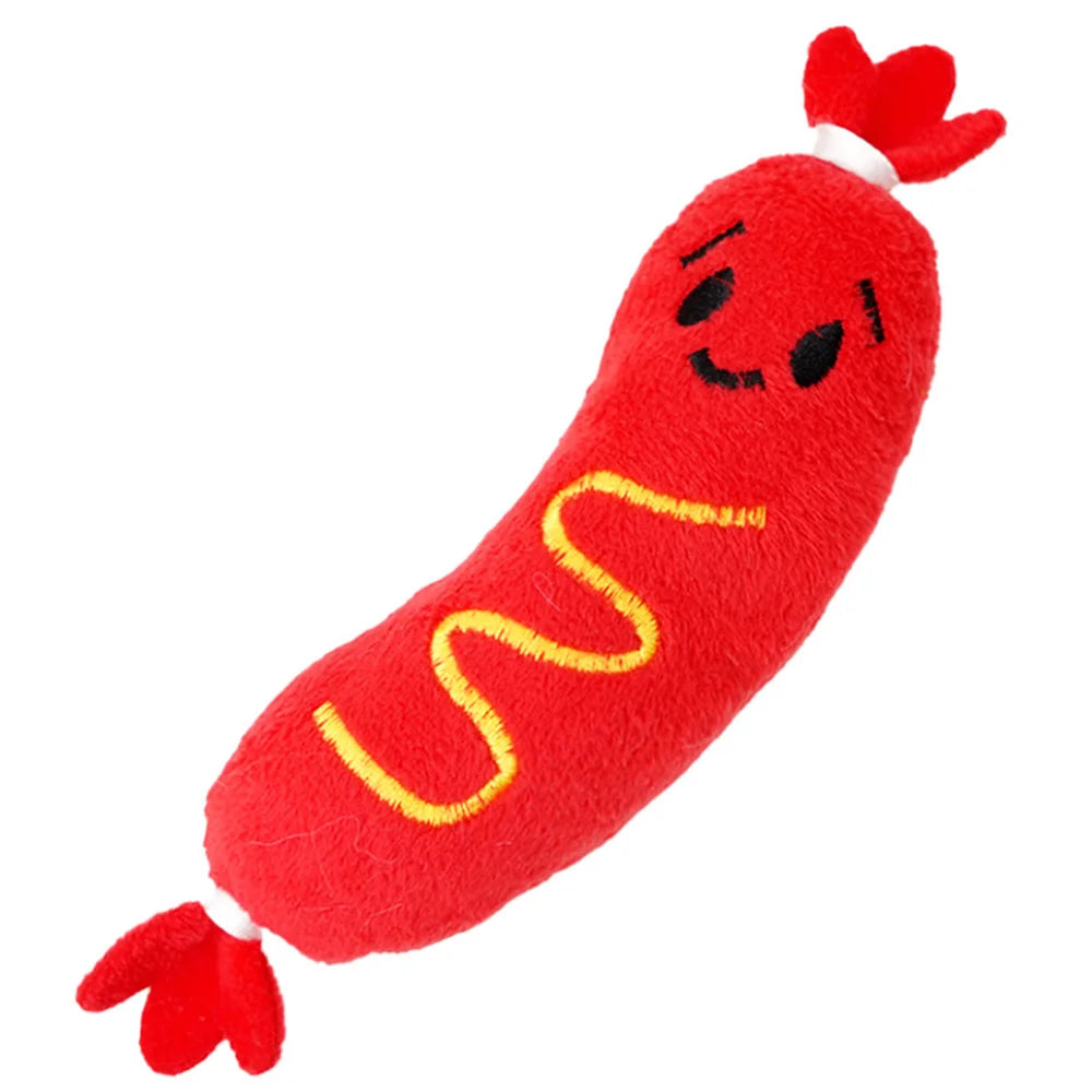 Hot dog plush squeaky dog toy