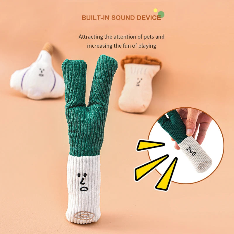 Vegetable shaped plush dog squeaky chew toy