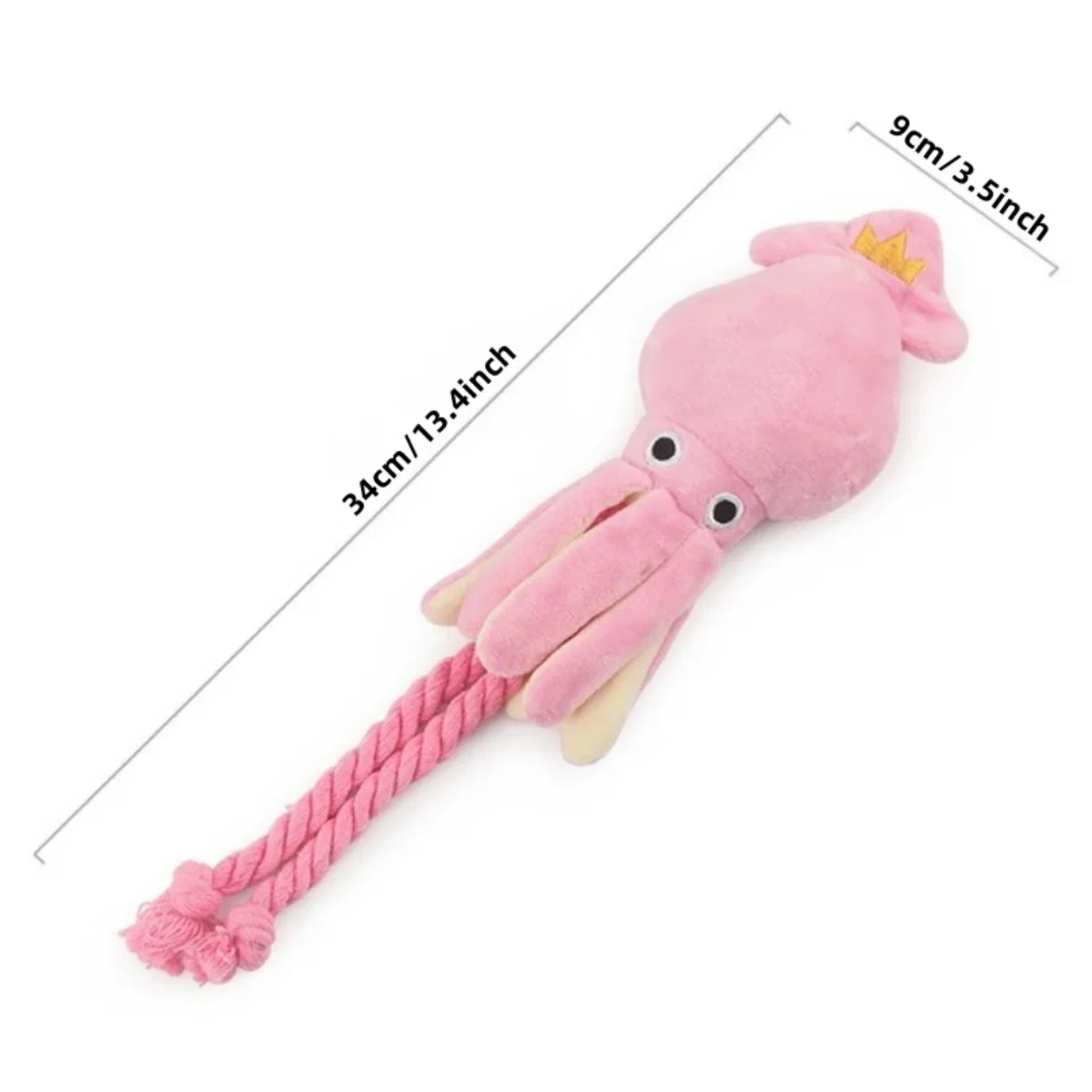 Squid shaped dog toy with squeaker